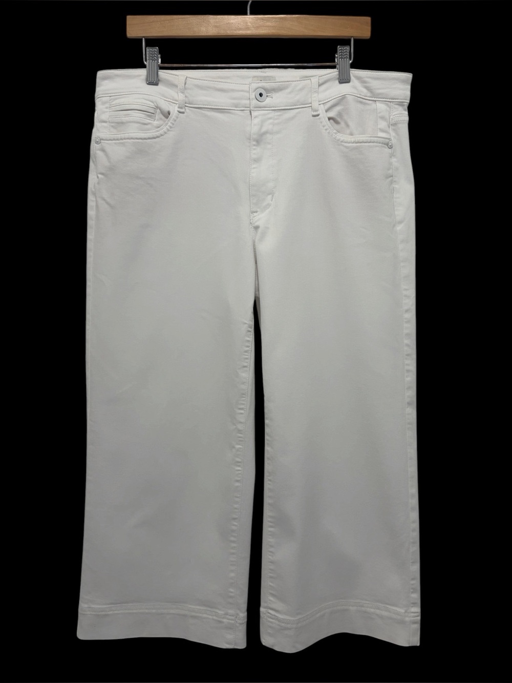 J. Jill Bright White Wide Leg Denim Cropped Cotton Jeans - New - Size 14